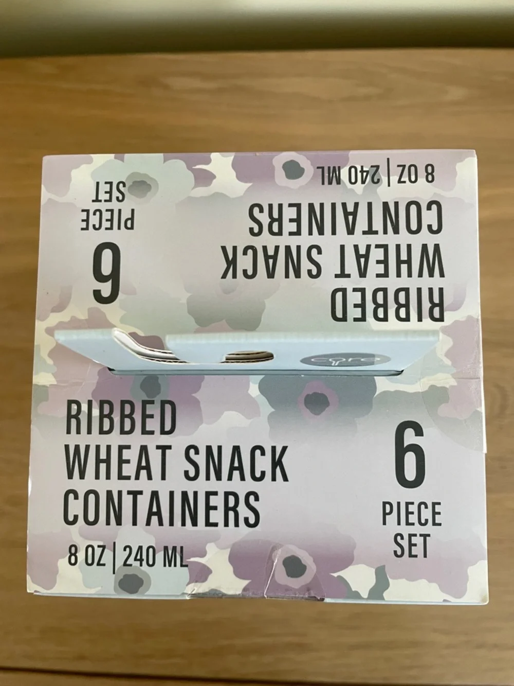CORE KITCHEN RIBBED WHEAT SNACK CONTAINERS 6 Piece Set (8 oz / 240ml) New in Box